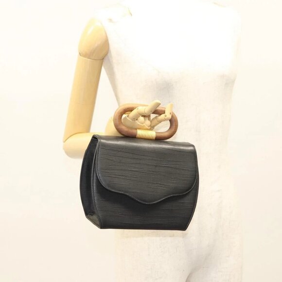 BALLY Hand Bag Leather Black Gold Auth 126005 - Picture 14 of 16